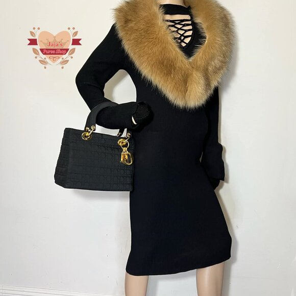 🖤Dior Lady Dior Handbag Cannage Quilted Nylon Black Satchel🖤 - Picture 15 of 17